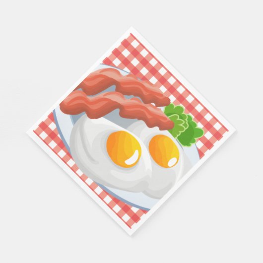 Cute egg bacon party Breakfast paper napkins Servet (Hoek)
