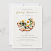Cute Egg Basil Pizza Baby shower Party Invite Bedankkaart (Voorkant)