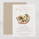 Cute Egg Basil Pizza Baby shower Party Invite Bedankkaart (Voorkant / Achterkant)