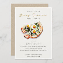 Cute Egg Basil Pizza Baby shower Party Invite