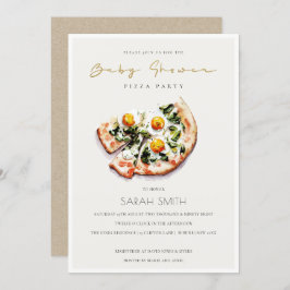 Cute Egg Basil Pizza Baby shower Party Invite Bedankkaart