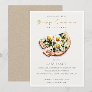 Cute Egg Basil Pizza Baby shower Party Invite Bedankkaart