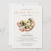 Cute Egg Basil Pizza Vrijgezellenfeest Party Invit Bedankkaart (Voorkant)