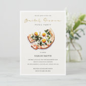 Cute Egg Basil Pizza Vrijgezellenfeest Party Invit Bedankkaart (Staand voorkant)