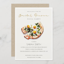 Cute Egg Basil Pizza Vrijgezellenfeest Party Invit