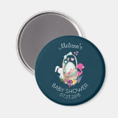 Cute Egg, Flamingo & Bunny, Baby shower Magneet (Voorkant / Achterkant)