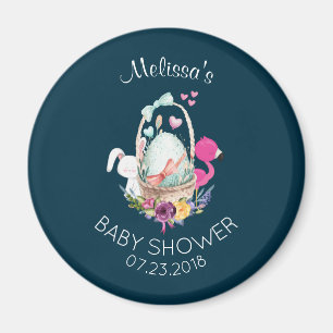 Cute Egg, Flamingo & Bunny, Baby shower Magneet