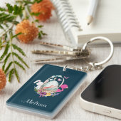 Cute Egg, Flamingo & Bunny Waterverf Sleutelhanger (Voorkant Rechts)