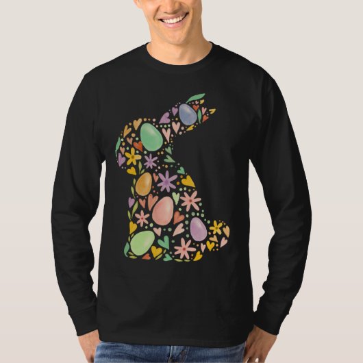 Cute egg floral heart Easter Bunny matching mother T-shirt (Voorkant)
