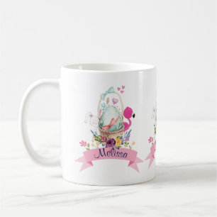 Cute Egg, Pink Flamingo & Bunny, /w Ribbon Koffiemok