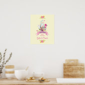 Cute Egg, Roze Flamingo & Bunny, /w Ribbon Shower Poster (Keuken)