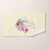 Cute Egg, Roze Flamingo & Bunny, Waterverf Bad Handdoek (Handdoek)