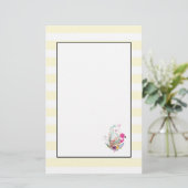 Cute Egg, Roze Flamingo & Bunny, Waterverf Briefpapier (Staand voorkant)