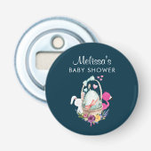 Cute Egg, Roze Flamingo & Bunny, Waterverf Button Flesopener (Voorkant)