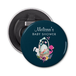 Cute Egg, Roze Flamingo & Bunny, Waterverf Button Flesopener