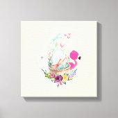 Cute Egg, Roze Flamingo & Bunny, Waterverf Canvas Afdruk (Voorkant)