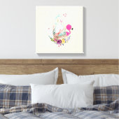 Cute Egg, Roze Flamingo & Bunny, Waterverf Canvas Afdruk (Insitu (Slaapkamer))