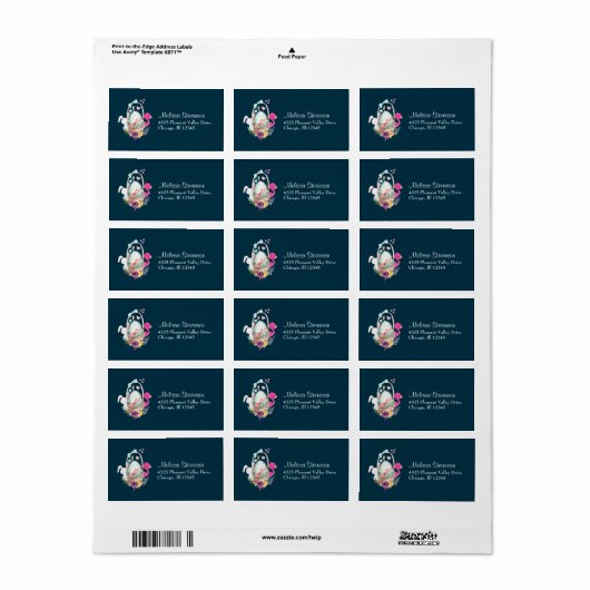 Cute Egg, Roze Flamingo & Bunny Waterverf Etiket (Full Sheet)