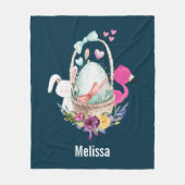 Cute Egg, Roze Flamingo & Bunny, Waterverf Fleece Deken (Voorkant)