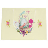 Cute Egg, Roze Flamingo & Bunny, Waterverf Groot Cadeauzakje (Voorkant)