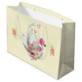 Cute Egg, Roze Flamingo & Bunny, Waterverf Groot Cadeauzakje (Achterkant Gekanteld)