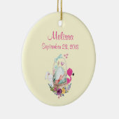 Cute Egg, Roze Flamingo & Bunny, Waterverf Keramisch Ornament (Rechts)