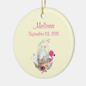 Cute Egg, Roze Flamingo & Bunny, Waterverf Keramisch Ornament (Links)
