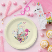 Cute Egg, Roze Flamingo & Bunny, Waterverf Papieren Bordje (Feest)