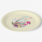 Cute Egg, Roze Flamingo & Bunny, Waterverf Papieren Bordje (Gekanteld)