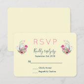 Cute Egg, Roze Flamingo & Bunny Waterverf RSVP (Voorkant / Achterkant)