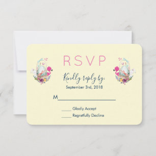 Cute Egg, Roze Flamingo & Bunny Waterverf RSVP