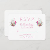 Cute Egg, Roze Flamingo & Bunny Waterverf RSVP (Voorkant / Achterkant)