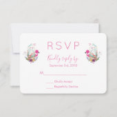 Cute Egg, Roze Flamingo & Bunny Waterverf RSVP (Voorkant)