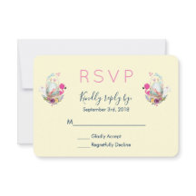 Cute Egg, Roze Flamingo & Bunny Waterverf RSVP