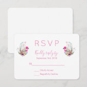 Cute Egg, Roze Flamingo & Bunny Waterverf RSVP Kaartje (Voorkant / Achterkant)