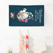 Cute Egg, Roze Flamingo & Bunny, Waterverf Spandoek (Insitu)