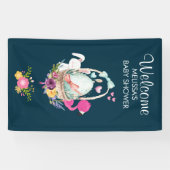 Cute Egg, Roze Flamingo & Bunny, Waterverf Spandoek (Horizontaal)