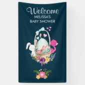 Cute Egg, Roze Flamingo & Bunny, Waterverf Spandoek (Verticaal)