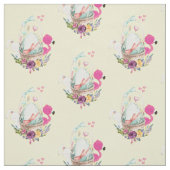 Cute Egg, Roze Flamingo & Bunny, Waterverf Stof (Swatch)
