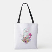 Cute Egg, Roze Flamingo & Bunny, Waterverf Tote Bag (Achterkant)