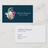 Cute Egg, Roze Flamingo & Bunny Waterverf Visitekaartje (Voorkant / Achterkant)