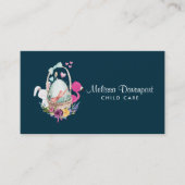 Cute Egg, Roze Flamingo & Bunny Waterverf Visitekaartje (Voorkant)