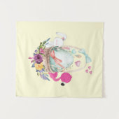 Cute Egg, Roze Flamingo & Bunny, Waterverf Wandkleed (Voorkant (horizontaal))