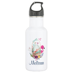 Cute Egg, Roze Flamingo & Bunny, Waterverf Waterfles