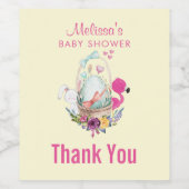 Cute Egg, Roze Flamingo & Bunny, Waterverf Wijn Etiket (Enkel label)