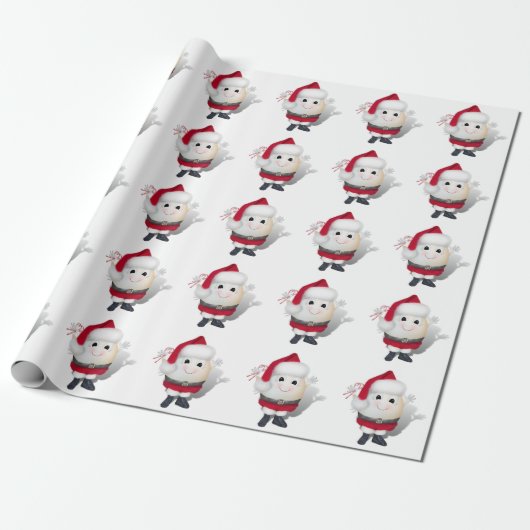 Cute Egg Santa - Eggstrusual Kerstmis Cadeaupapier (Uitgerold)