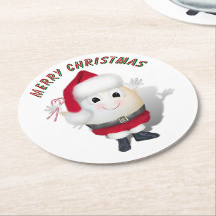 Cute Egg Santa - Eggstrusual Kerstmis Ronde Kartonnen Onderzetter