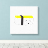 Cute egg Sushi Illustration Kawaii style Canvas Afdruk (Insitu (Houten vloer))