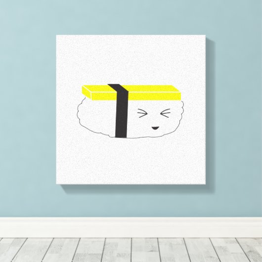 Cute egg Sushi Illustration Kawaii style Canvas Afdruk (Insitu (Houten vloer))