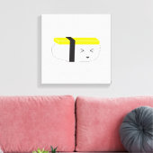 Cute egg Sushi Illustration Kawaii style Canvas Afdruk (Insitu (Woonkamer))